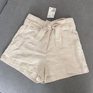 H&M linen high rise shorts